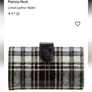 Patricia Nash Linnet leather wallet, black/white plaid